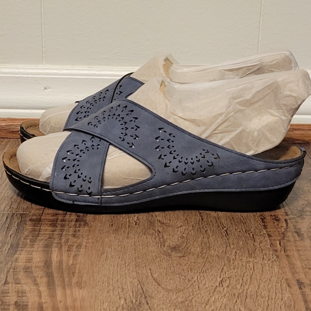Soft Comfort Memory Foam Heather Blue Comfy & Elegant Stylish Sandal. Sz: 8 - Picture 6 of 8